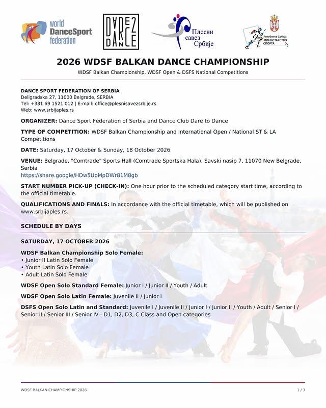 2026 WDSF Balkan Dance Championship