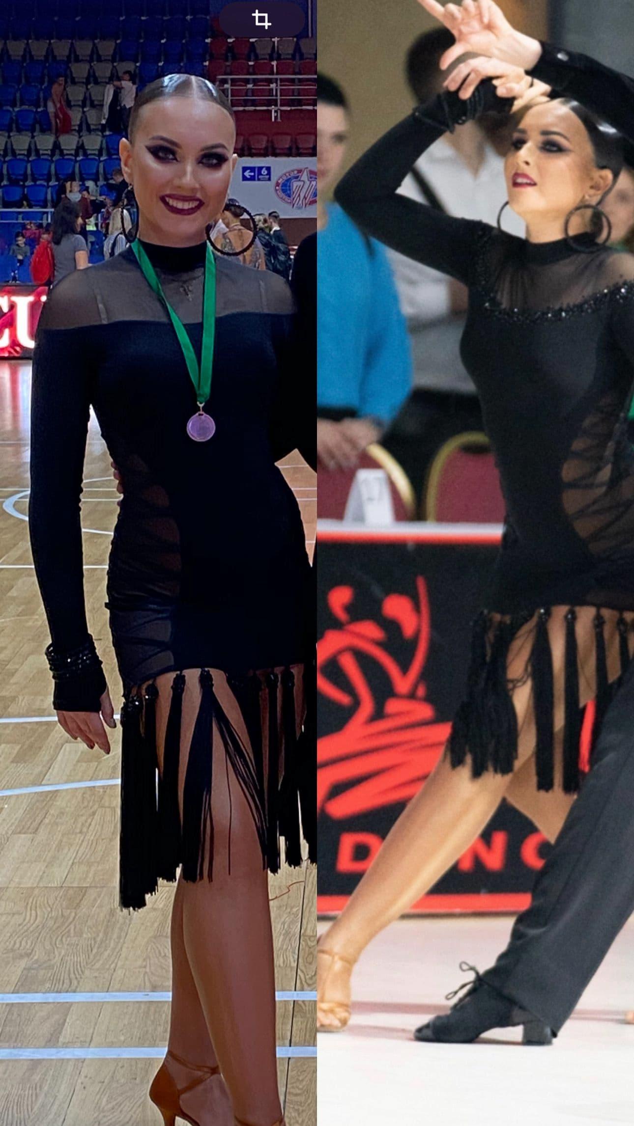 Black Latin Dress with Swarovski Crystals