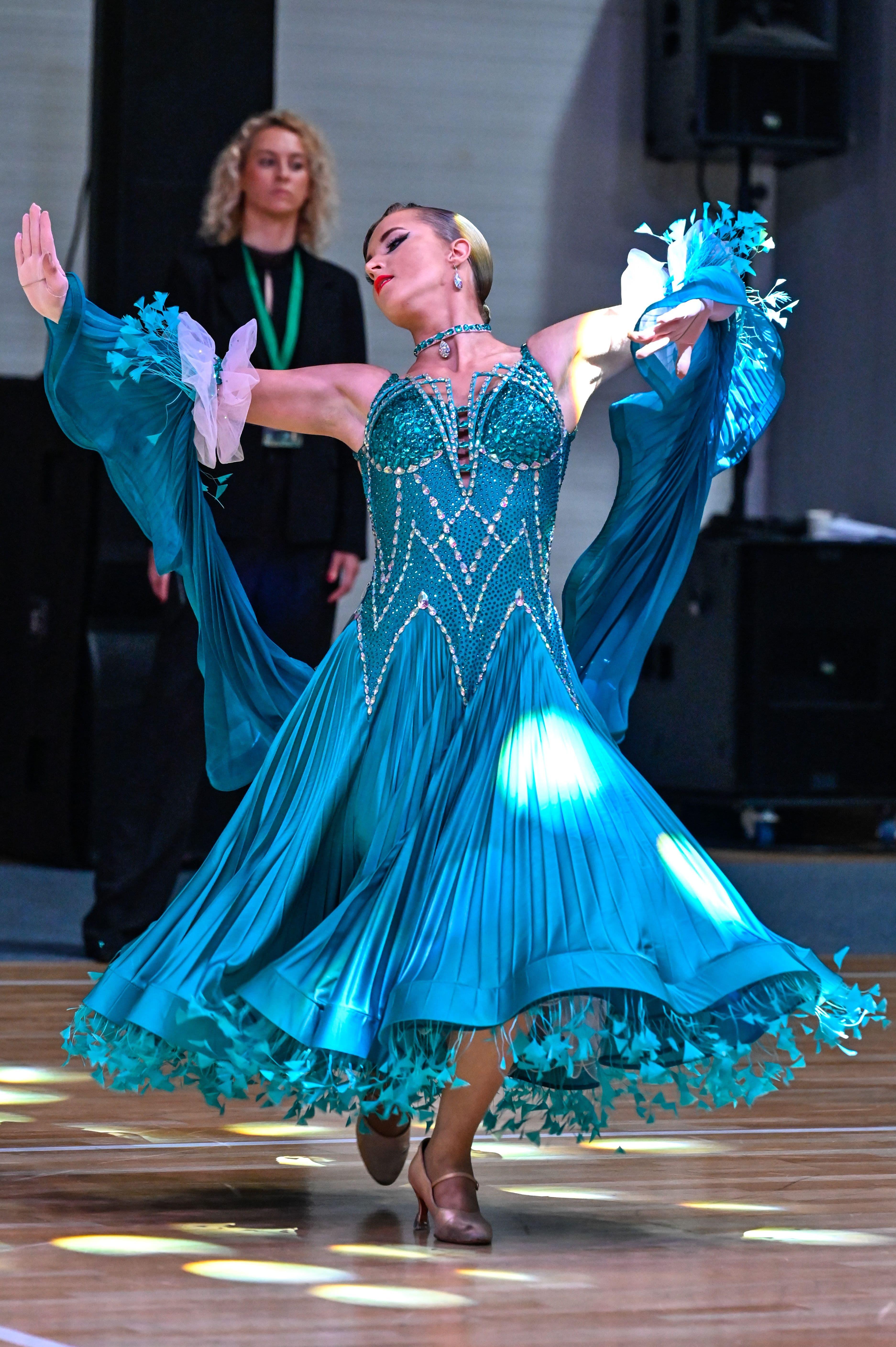 Teal Standard Dress with Swarovski Crystals