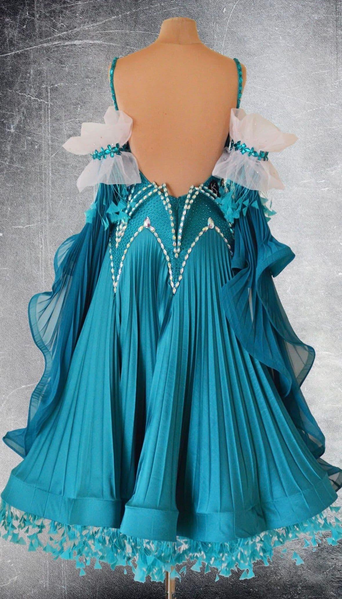 Teal Standard Dress with Swarovski Crystals
