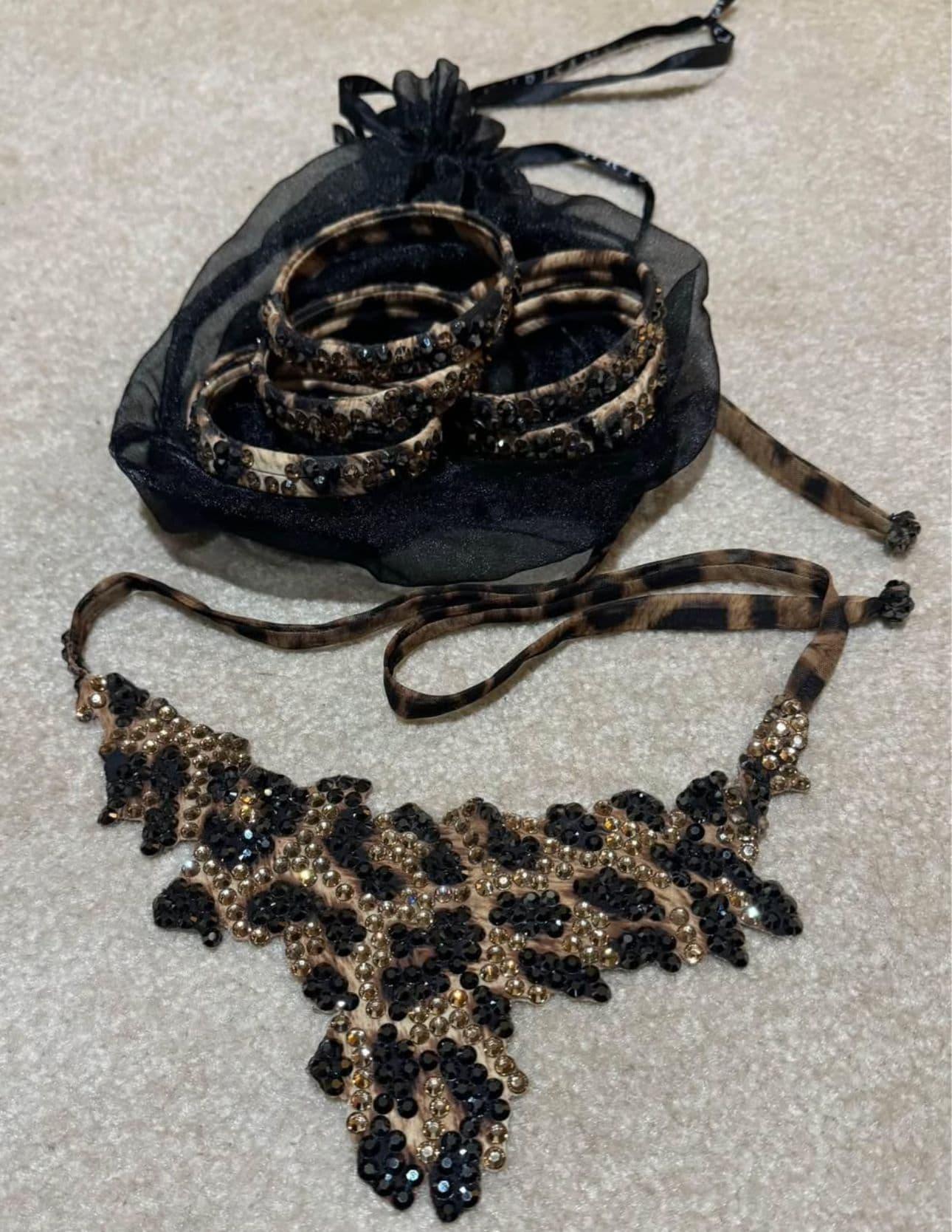 Black and Leopard Latin Dress with Swarovski Crystals by FB International