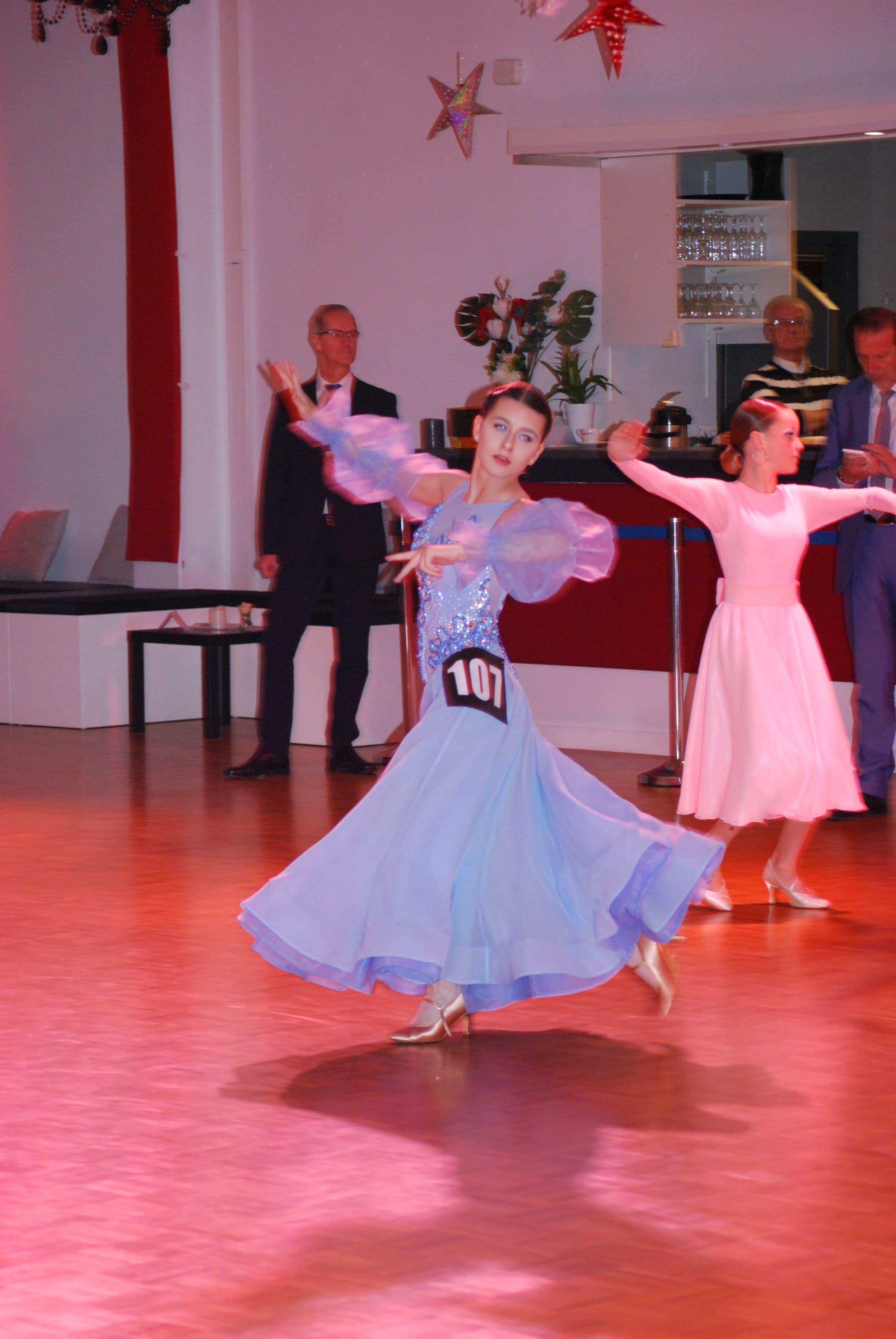 Blue Standard Dress with Swarovski Crystals and Mesh
