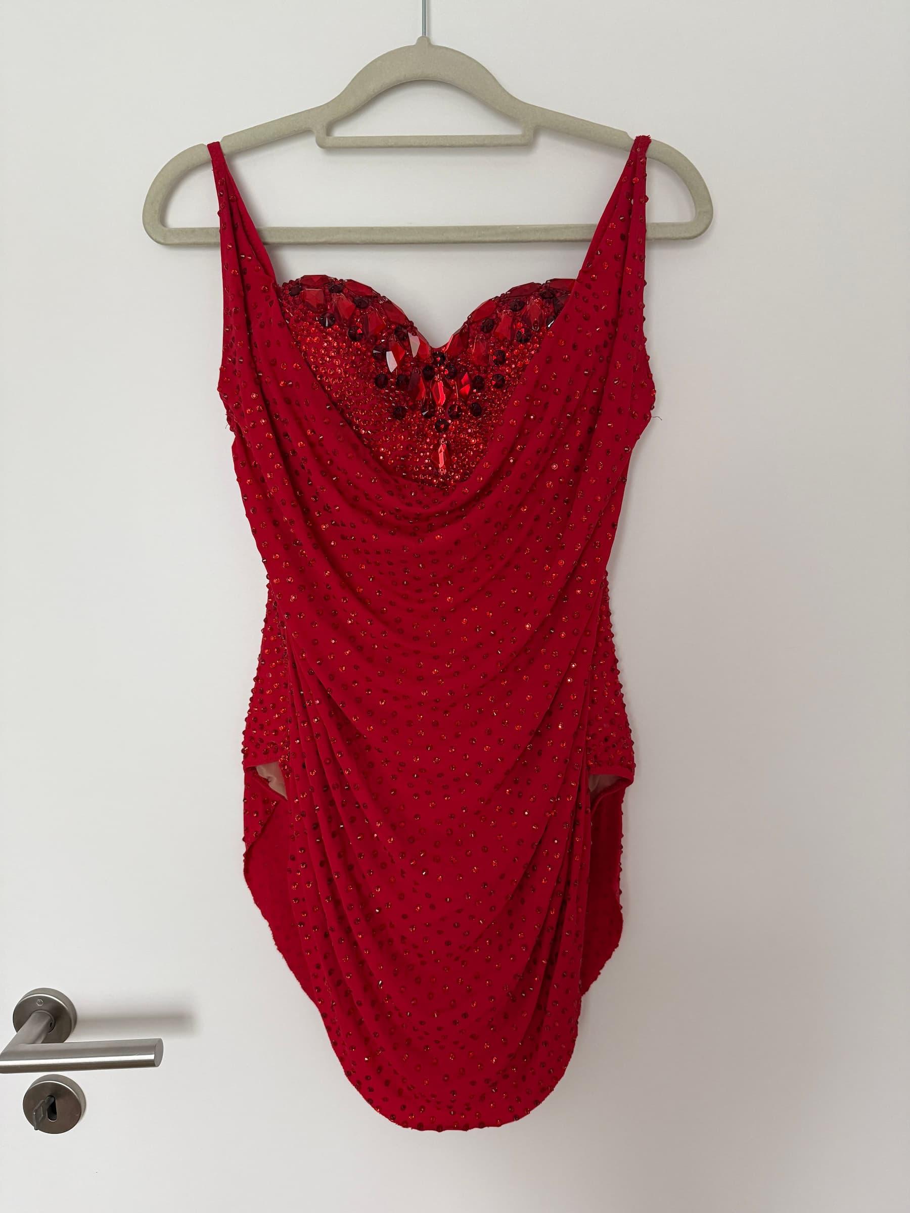Red Latin Dress with Swarovski Crystals