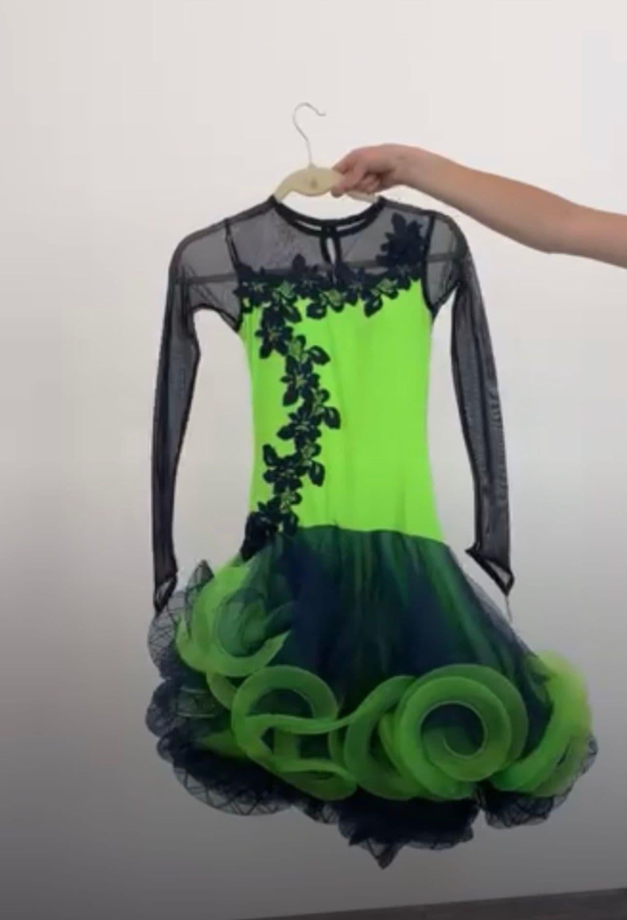 Blue Green Latin Dress with Minimal Elegant Design