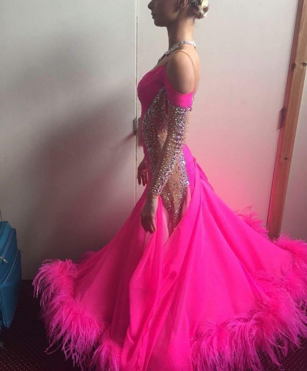 Pink Standard Dress with Swarovski Crystals