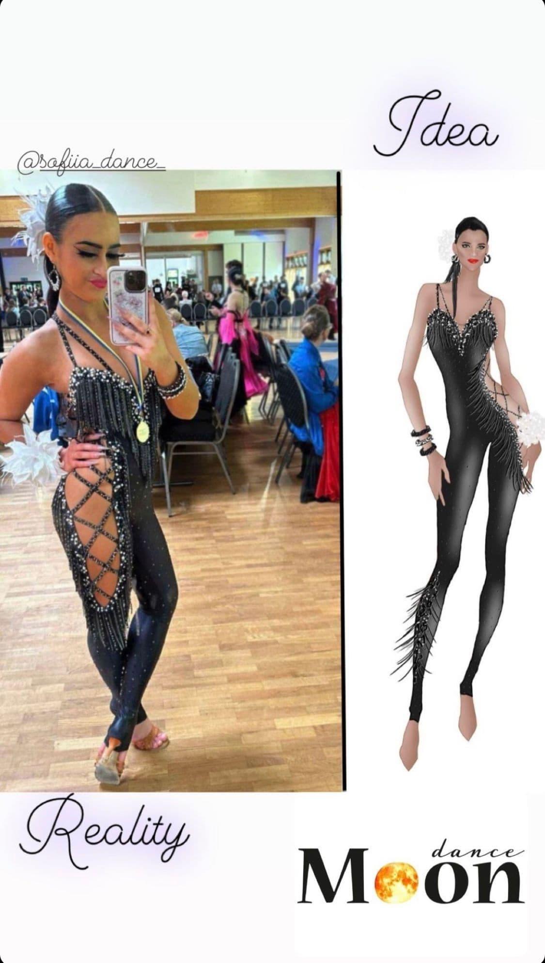 Black Latin Dress with Swarovski Crystals