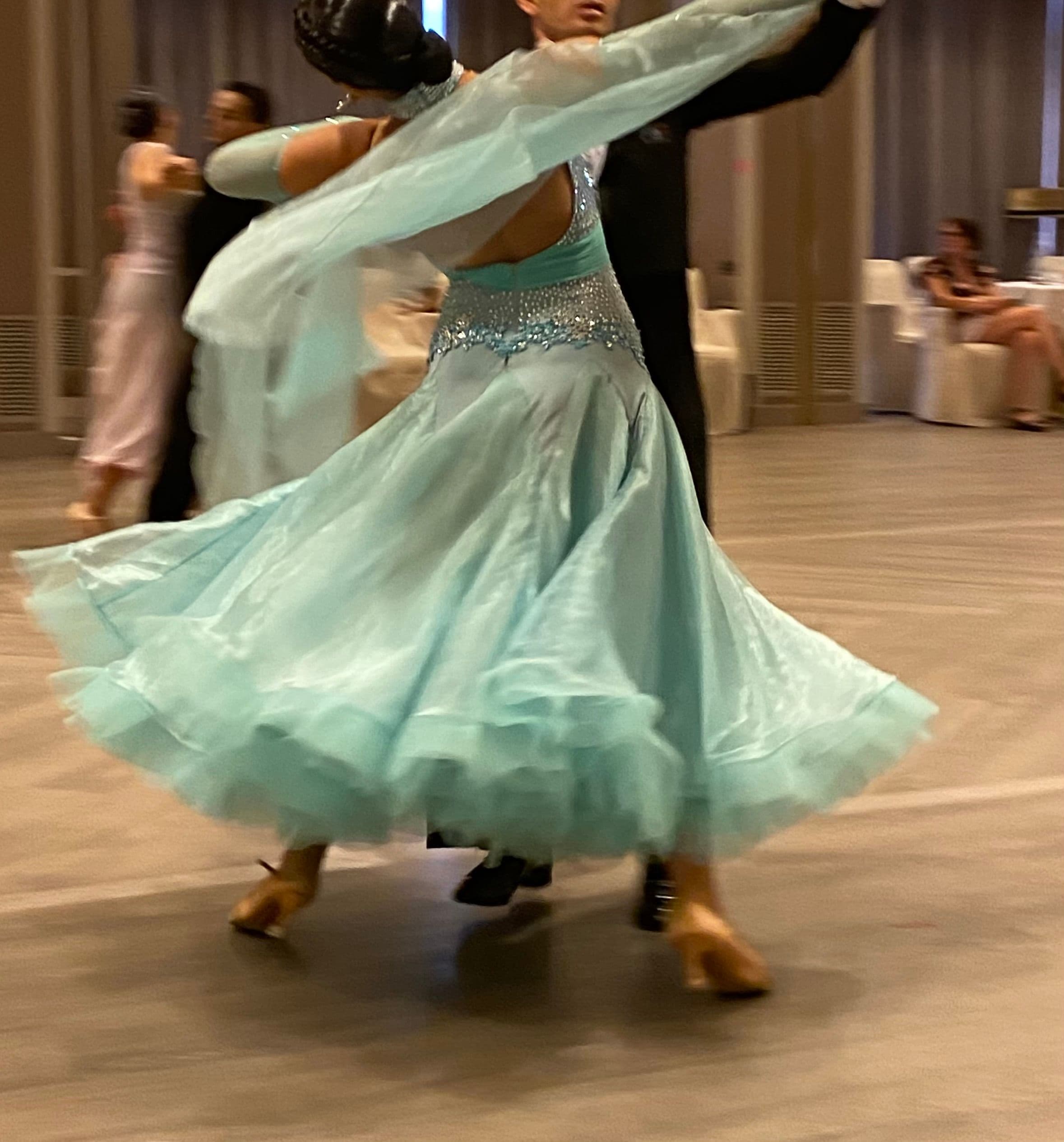 Turquoise Standard Dress with Swarovski Crystals and Elegant Details - 1