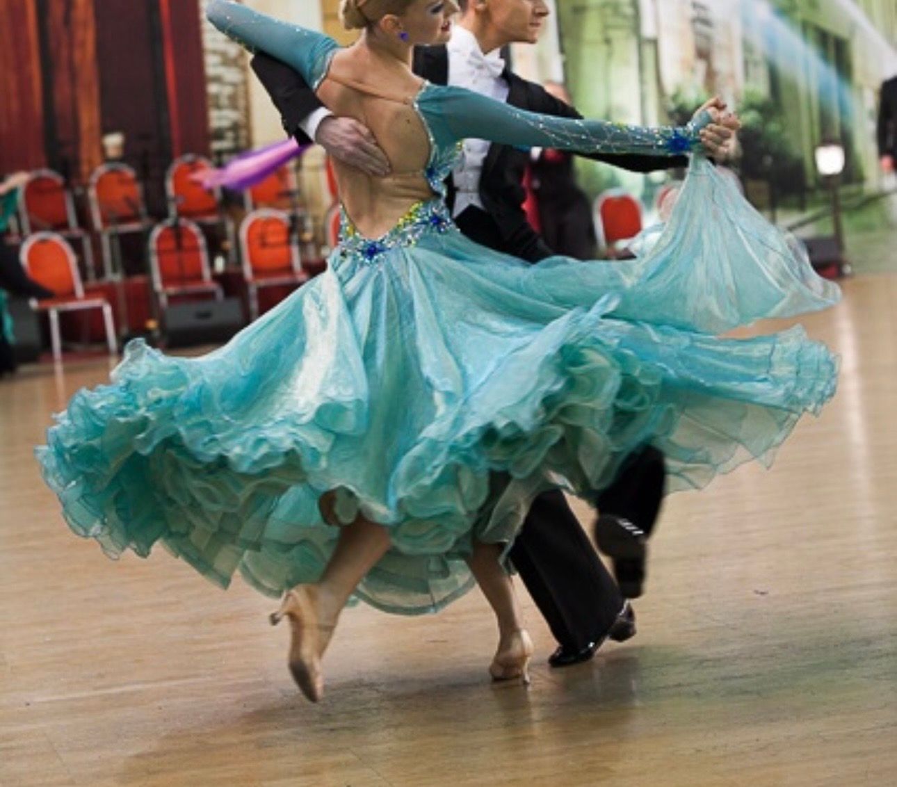 Turquoise Standard Dress with Swarovski Crystals - 3