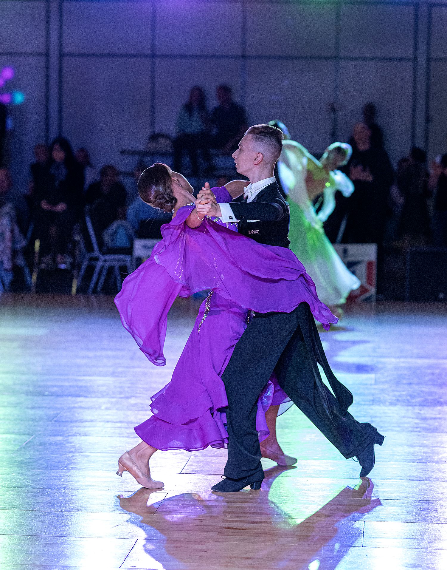 Purple Standard Dress with Flowing Skirt and Deep V Option - 2