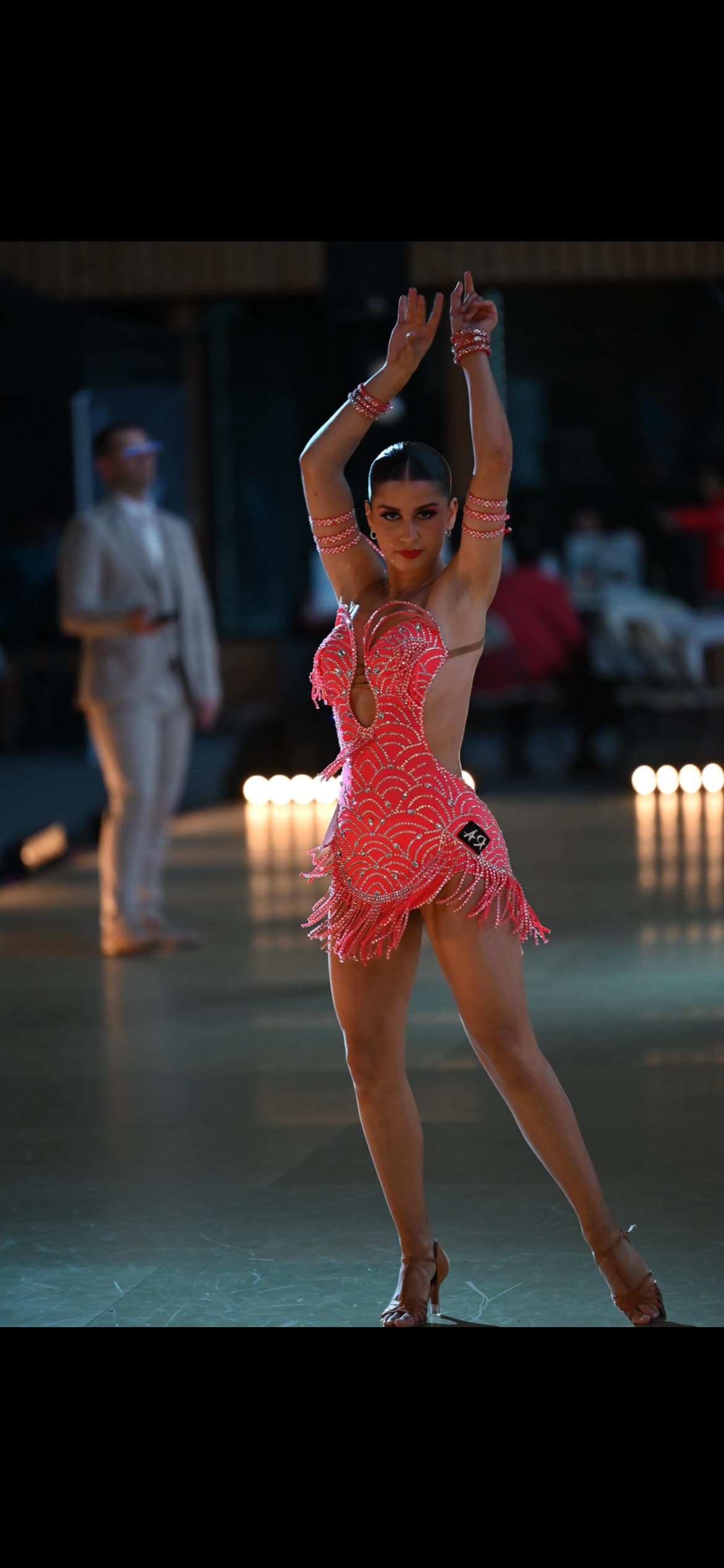 Pink Latin Dress with Swarovski Crystals and Original Design - 1