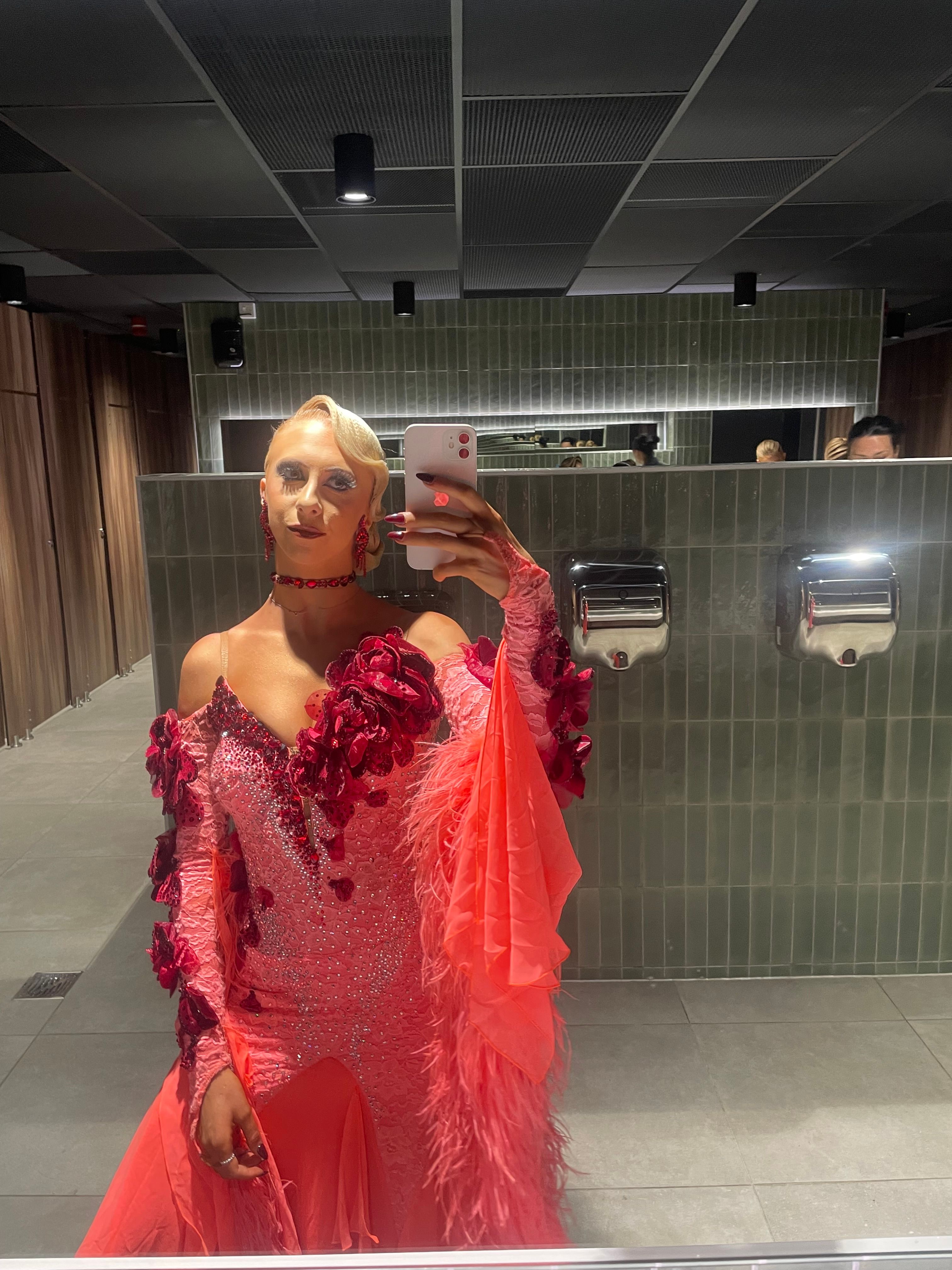 Pink Standard Dress by Ventura Danza - 3