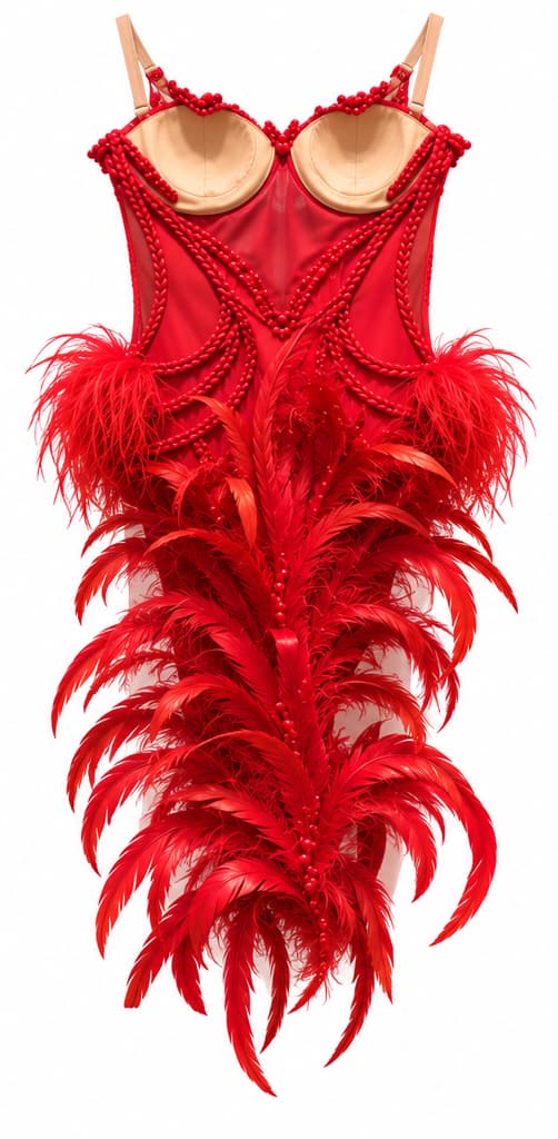 Red Latin Dress with Gloves, Earrings and Bracelets - 3
